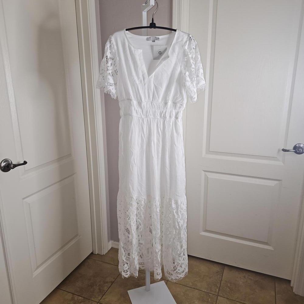 J GEE White Lace Maxi Dress Size S